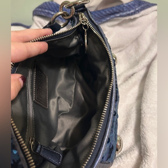 Blue Sequin Coach Poppy Sholder Bag - Picture 4 of 15
